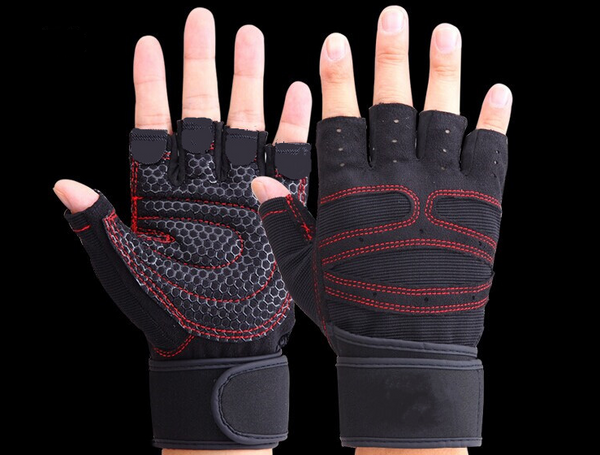 Half-Finger Gym Gloves with Wrist Strap