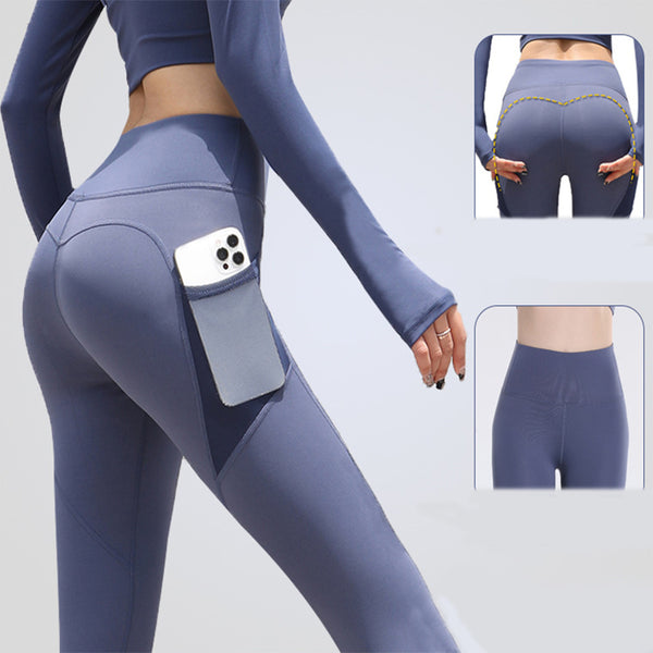 High-Waist Seamless Scrunch Leggings with Phone Pocket