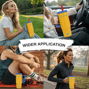 Insulated tumbler in use