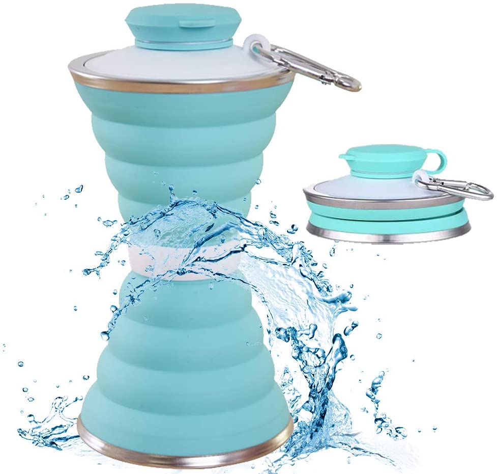 Collapsible Silicone Water Bottle (500 ml) with Carabiner