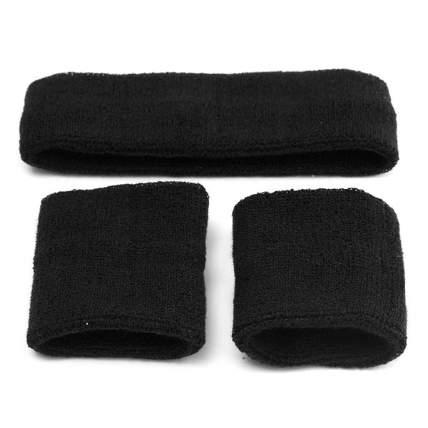 Black headband wristband set