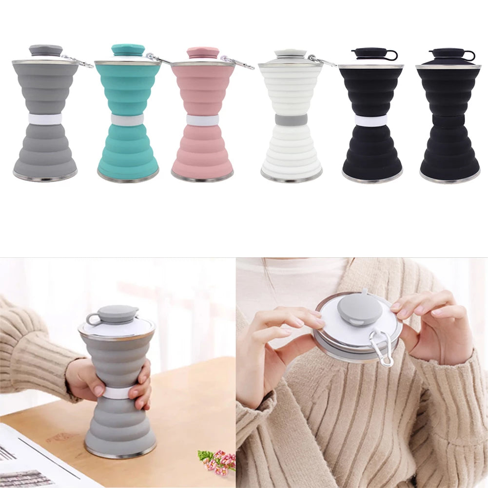 Collapsible Silicone Water Bottle (500 ml) with Carabiner